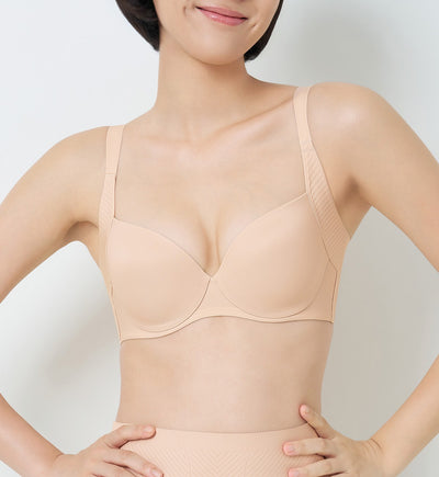 Body Make Up Illusion Curve Wired Half Cup Padded Bra - NUDE BEIGE