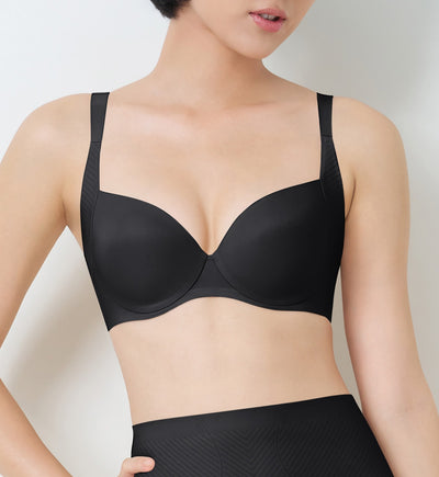 Body Make Up Illusion Curve Wired Half Cup Padded Bra - BLACK