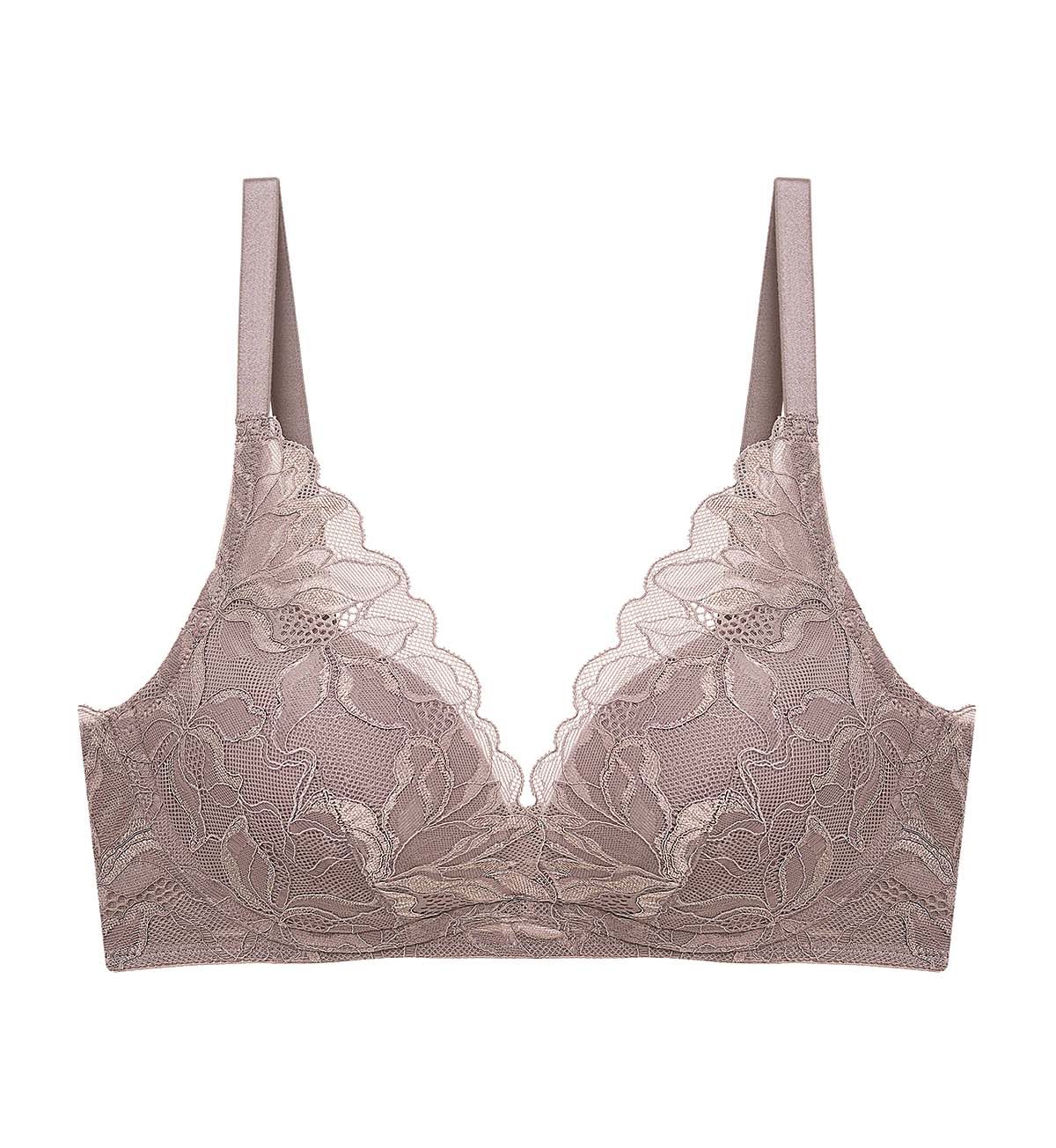 Magnolia Lace Non-Wired Push Up Deep V Bra in Pigeon Grey