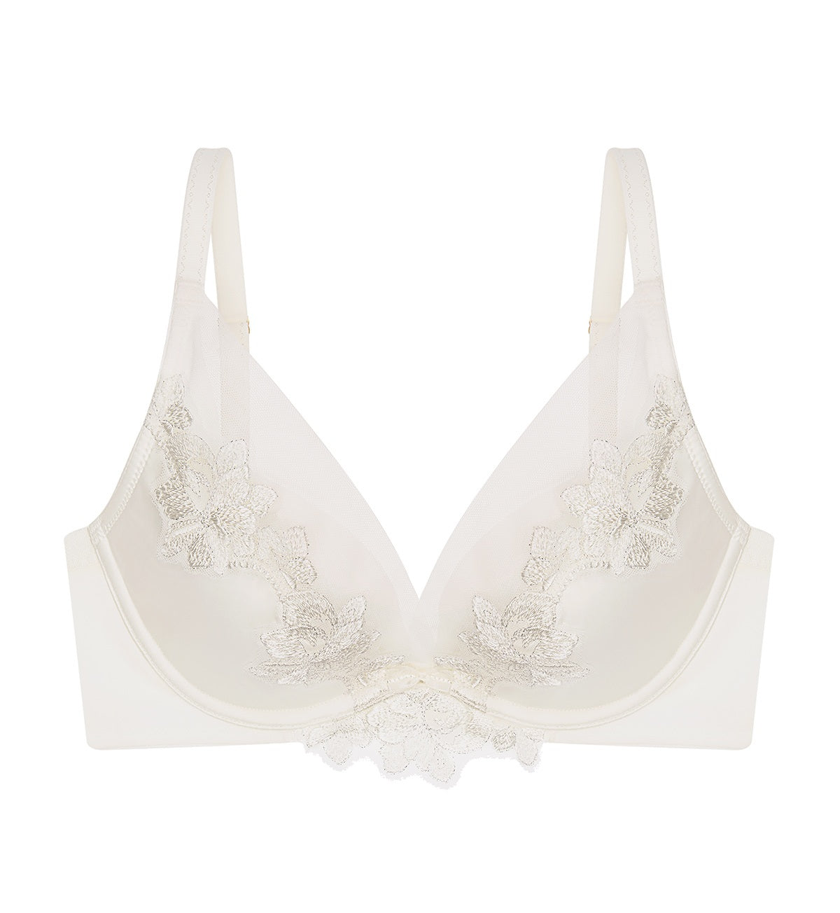 Artisan Lace Deep V Wired Push Up Bra 01 in Silk White