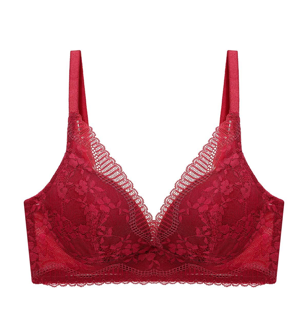 Aqua Fresh Non-Wired Deep V Push Up Bra in Paprika Red