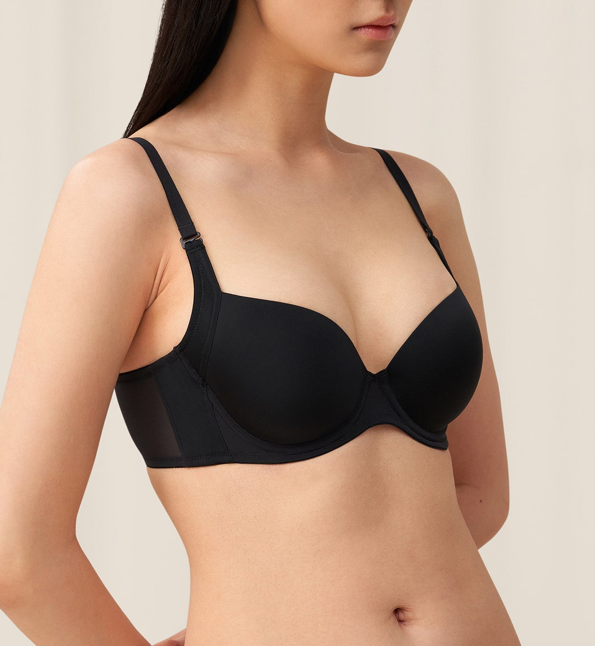 Invisible Inside-Out Wired Padded D+ Bra in Black